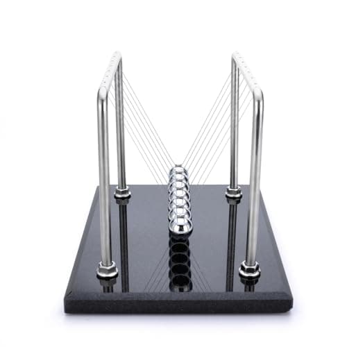 Cerropi - Pendule de Newton à 7 billes - 28 cm, Balance pendant 55 secondes - Base en marbre (Personnalisable)