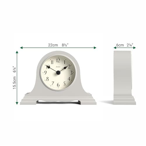 JONES CLOCKS® Speakeasy Horloge de cheminée | Classique Design à Chapeau de Napoléon | Gris | Style Classique Contemporain pour Bureau, Table, étagère ou Table de Chevet