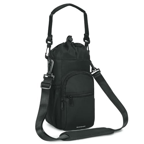 sportsnew Porte Bouteille Isotherme Sac Gourde Avec Bandoulière 1l Avec Poche Pour Téléphone Sac Bouteille d’Eau Pour La Randonnée à Pied, Noir Brevet en Instance