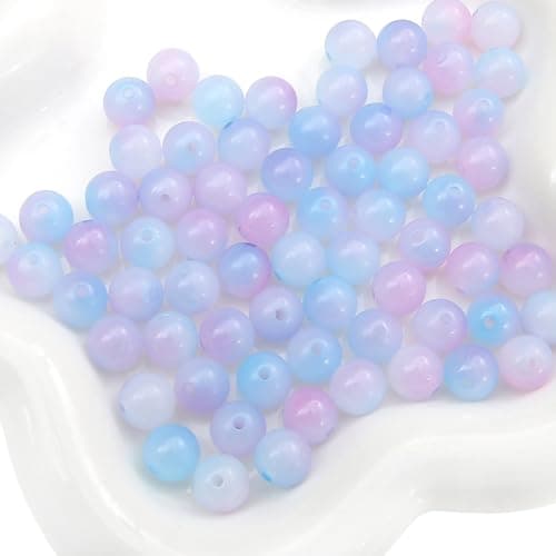 WBZOWRB Environ 8mm Perles de Quartz Naturel Rondes Perles de Pierres Précieuses en Vrac Énergie Pierre Perle Pierre Naturelle pour Fabrication de Bijoux de Bracelets, (Bleu Violet), 100 pièce