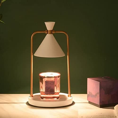 Lampe Chauffe Bougie Parfumée, Brûleur Cire Parfumée Électrique, Chauffe-Bougie Brûleur de Cire Rétro, Brûleurs à Huile Candle Warmer, Luminosité Réglable, avec Minuterie et 2 Ampoules Halogènes 50W