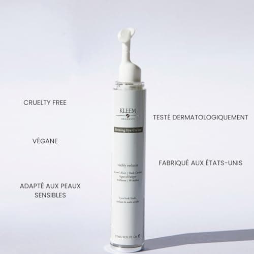 Kleem Organics Gel Bio Contour des Yeux Anti-Âge – Réduit Rides, Cernes, Poches et Pattes d'Oie – Enrichie en Peptides, Niacinamide et Acide Hyaluronique – Hydratant Naturel 15 ml