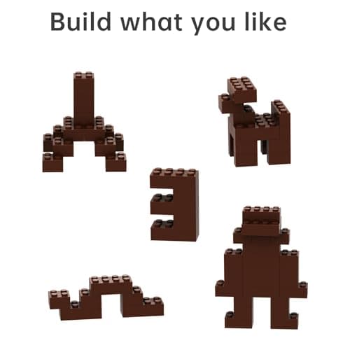 TTEHGB TOY Bloc de brique classique en vrac 2 x 4, 300 pièces marron brique de construction, compatible avec les pièces Lego et pièces 3001 (couleur: marron)