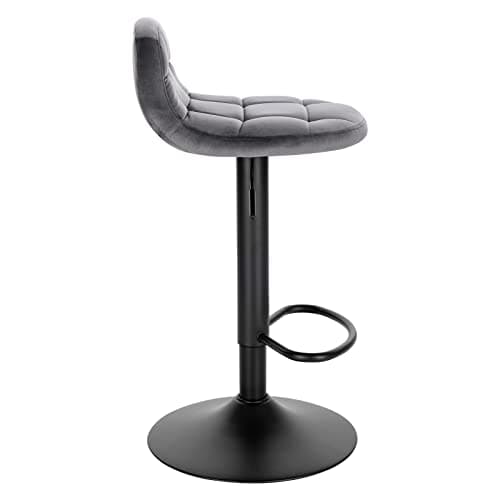 WOLTU Tabouret de Bar en Velours Lot de 2 Tabouret de Comptoir Tabouret Haut Hauteur Réglable Pivotant à 360° Dossier Repose-Pieds Hauteur du Siège 62-83cm Gris Foncé BH317dgr-2