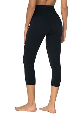 Sunzel Sunzfly Capri Leggings pour Femmes,Pantalon de Yoga à Taille Haute Noir,L,19"