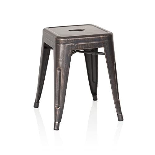 hjh OFFICE 645034 Tabouret bistrot VANTAGGIO Métal Noir/Or, Tabouret au Look Industriel et Moderne, empilable