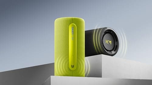 LOEWE We Hear Pro, Haut-Parleur Bluetooth en coopération avec Kylian Mbappé, 100 W, résistant à l'eau IPX6, Portable, Rechargeable, qualité Audio cristalline, Longue durée de Batterie, Denim, Bleu.
