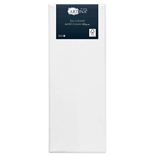 Artina - Châssis entoilé - Toile à Peindre - Akademie - Qualité Fine - Apprêtée 2 Fois - Lot de 5-30x80cm - 280g/m2
