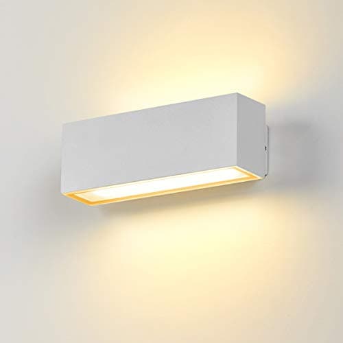 Dr.lazy 12W Applique Murale led Intérieur exterieur Huat en bas Lampe murale LED Moderne Imperméable IP65 Appliques Murales en Aluminium pour Salon Escalier Couloir Jardin (Blanc/Blanc Chaud)
