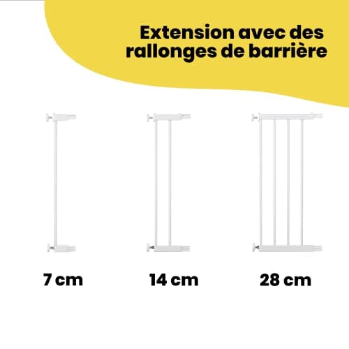 Safety 1st Auto Close Gate, Barrière de sécurité enfant Safety 1st, 73-80 cm (max. 136 cm), Barrière escalier enfant à pression, Ouverture d'une main, Sans vis ni perçage, Double verrouillage, Blanc