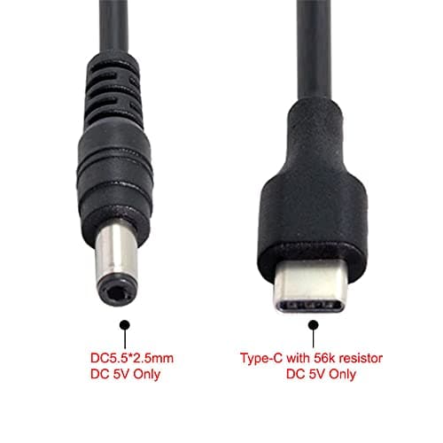 Xiwai Câble de charge USB 3.1 Type C USB-C vers DC 5,5 2,5 mm 20 cm