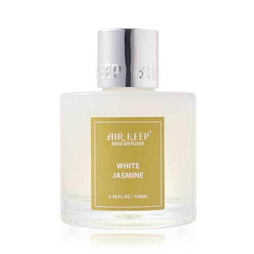 Airkeep Diffuseur de Parfum White Jasmine, Diffuseur Parfum Maison avec 8 Bâtonnets Diffuseur Parfum, Decoration pour Chambre, Salon, Salle de Bain, Bureau, 100ml