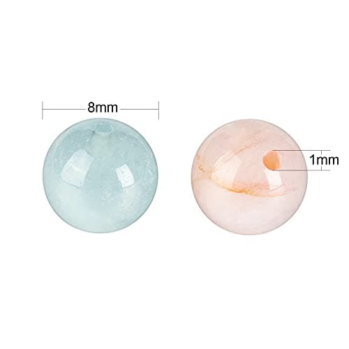 BEEFLYING 100 Pièces 8mm Naturel Morganite Perles Rondes Pierres Précieuses Lisses Perles Rondes Couleur Claire pour Bracelet Bijoux à Bricoler Soi-Même Kit Fabrication