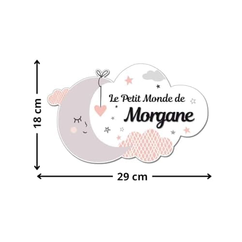 Plaque de Porte Fille Nuage Rose. Plaque Plexi. Plaque Chambre Enfant. Plaque Personnalisable avec Prénom. Décoration Chambre Le Petit Monde De - avec perçage en Haut