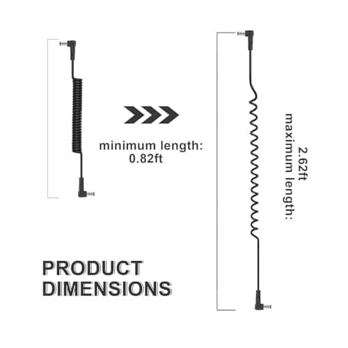 GINTOOYUN DC Power Extension DC 5.5mm x 2.5mm 90 degrés mâle à mâle câble Adaptateur Secteur à Angle Droit dc5525 pour Bande Lihgt, caméra de sécurité CCTV,Moniteur etc(2 PCS)