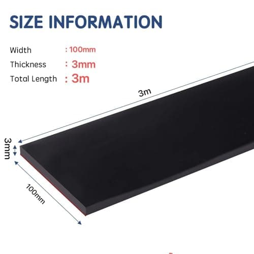 Bande de Caoutchouc adhesif, Tapis Caoutchouc néoprène, 100mm*3mm*3mfeuilles de caoutchouc, Bandes de caoutchouc, Autocollante Rouleau pourDIY Protection De Sol 、Vibration、Antidérapant、Couverture