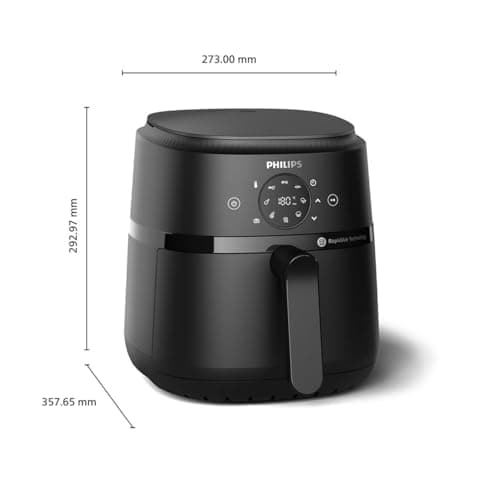 Philips Airfryer série 2000 4.2L -Puissance 1500W, Technologie RapidAir, Écran tactile digital, 13 options de cuisson, 9 fonctions préréglées, Jusqu'à 90% de matières grasses en moins, Noir (NA229/00)