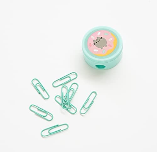 Grupo Erik - Set De Papeterie Pusheen Foodie Collection | Inclut : 1 Stylo Gel, 1 Surligneur, 1 Crayon De Papier, 1 Carnet A5, 1 Taille-Crayon, 8 Trombones, Trousse | Fournitures Scolaires Kawaii