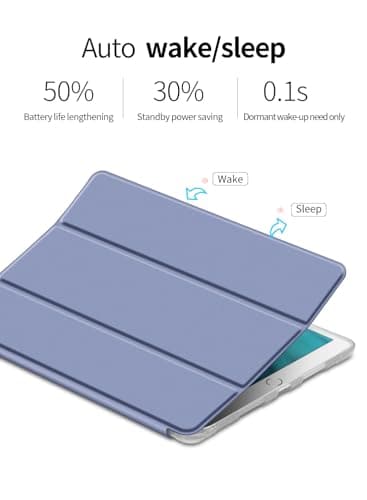 VAGHVEO Coque pour iPad Air 3 2019 avec Pencil Holder, iPad Pro 10,5" 2017 en Cuir PU [Sommeil/Réveil Automatique], Souple TPU de Protection Smart Shell Stand Housse Arrière Translucide, Violet Gris