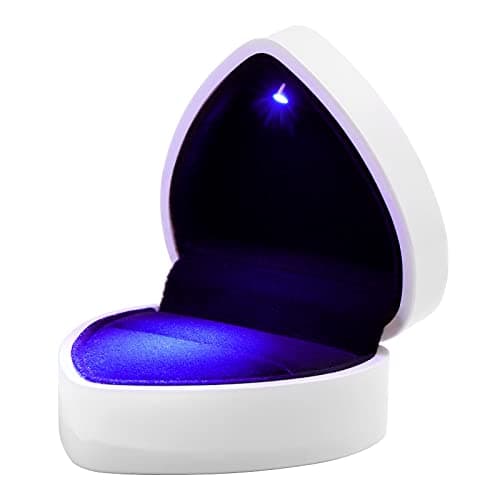 VOSAREA Boîte de Bague de Mariage Lumineux en Velours Forme de Coeur avec Lumière LED Decoration Saint Valentin Mariage Anniversaire Rouge (Blanc)