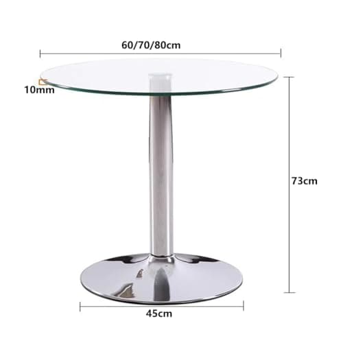 HFFAIWM Rond Verre Table à Piédestal Verre Table De Cuisine 60/70/80cm Circulaire Moderne 2-4 Places Table Bistro Déjeuner Base Chromée(Size:60cm)