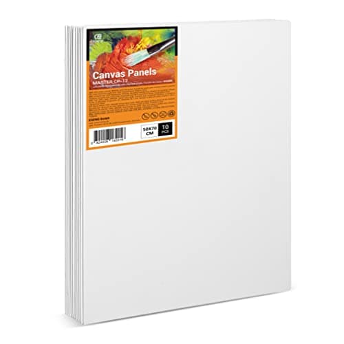 ESENG® Lot de 10 grands cartons de peinture, 50 x 70 cm, 100 % coton, 4 mm d'épaisseur, 280 g/m2, ensemble de panneaux en toile, pour peintures acryliques, peintures à l'huile