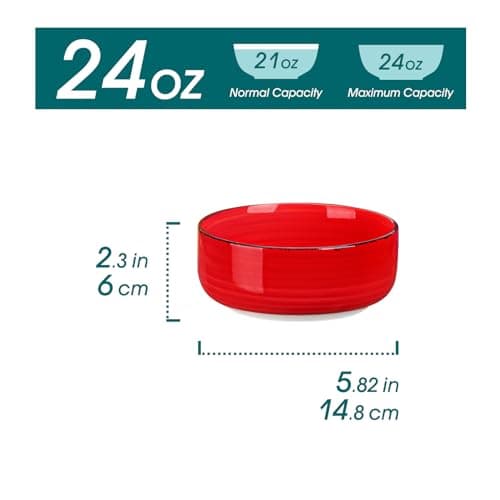 vancasso Série BONITA Lot de 6 Bols à Petit Déjeuner en Grès de 720 ml, 14.6cm Bol Ramen, Bol à Céréales, Passe au Lave-vaisselle et au Micro-ondes, pour Salade, Porridge, Riz, Multicoloré