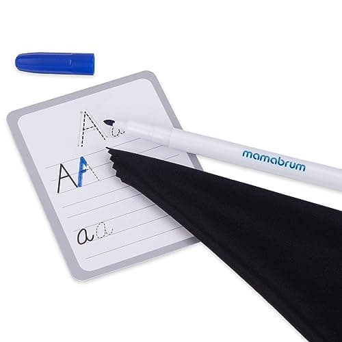 mamabrum, Puzzle magnétique - Alphabet - Apprentissage de l'écriture, 1 boîte magnétique, marqueur effaçable, Tissu, 26 Cartes, 78 Carreaux magnétiques, pour Enfants Lettres et Chiffres magnétiques