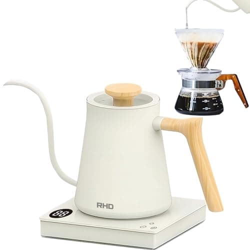 Bouilloire électrique à café 0.6L col de cygne avec température réglable de 40~100°C,1000W ébullition rapide,mini-bouilloire à café en acier inoxydable 304,panneau de commande tactile en verre trempé