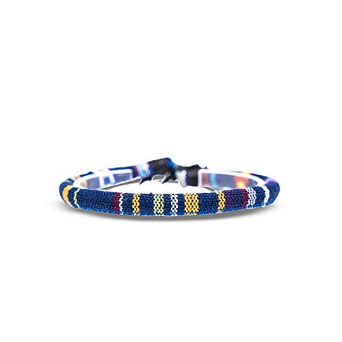 Made by Nami Surfer Bracelet pour hommes et femmes - boho hippie - accessoires de plage et de festival - fabriqués à la main - 100% coton écologique, imperméable et ajustable (Rose) (Bleu)