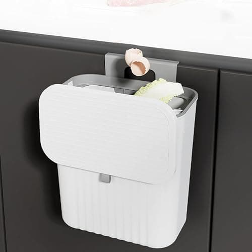 Imtrub Poubelle Suspendue avec Couvercle, Poubelle À Compost De Cuisine, Poubelles sous Évier, Comptoir, Placard en Plastique, pour Cuisine, Chambre À Coucher, Salle De Bain, Bureau, Camping-Car