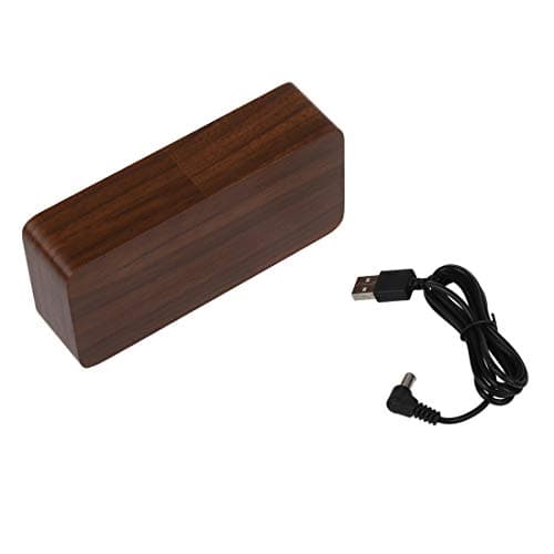 Lancoon Horloge Numérique en Bois - Réveil à LED Multifonctions avec Affichage De L'heure/De La Date/De La Température Et Commande Vocale pour Le Voyage à Domicile - AC11Brown_Red
