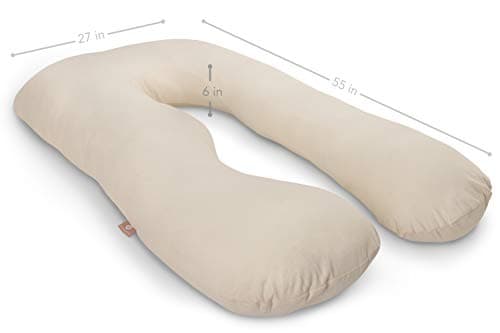 Pharmedoc Coussin de Grossesse - Natural en Coton Bio, Coussin Allaitement en Forme de U, Oreiller de Grossesse & Soutien de Maternité - Coussin Femme Enceinte