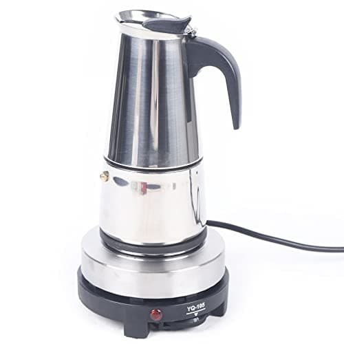Fichiouy 300 ml Portable Espresso Cafetière Moka Pot En Acier Inoxydable avec Cuisinière Électrique Filtre Percolateur Café Brasseur Bouilloire Pot