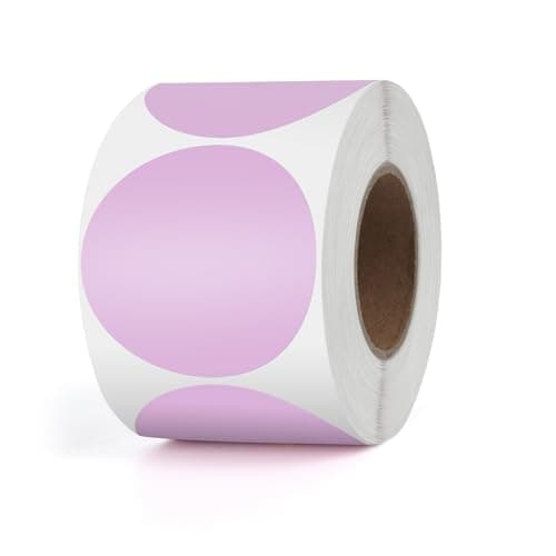 YIKIADA Lot de 500 étiquettes thermiques à pois violets en vinyle 50 mm Autocollant d'adresse Étanche Pour logo, code-barres QR, code d'inventaire