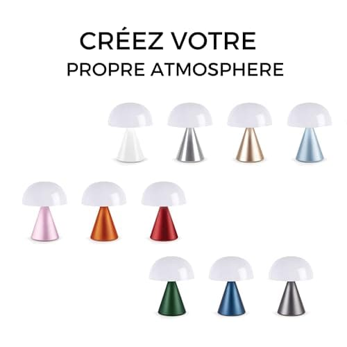 Lexon MINA L Lampe Champignon LED sans fil rechargeable, lampe à poser avec 9 couleurs de lumière avec variateur d'intensité, tactile et rechargeable, jusqu'à 24h d'autonomie - Orange
