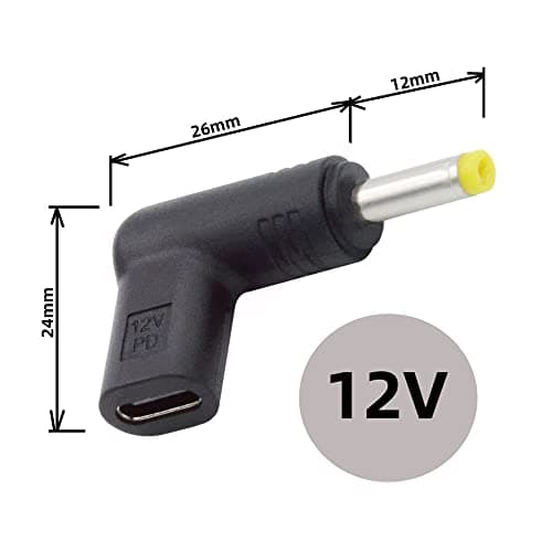 xiwai USB 3.1 Type C USB-C Femelle vers DC 12V 4.8x1.7mm Adaptateur PD Emulator Trigger 90 Degree Angled