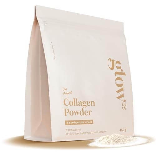 Poudre de collagène Glow25® [450g] - L'original - Collagène premium hydrolisé pur - Peptides de type 1 et 3 - Solubilité parfaite - Collagene naturel