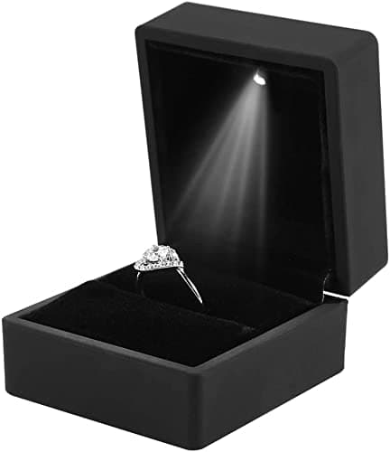 Salmue Boîte-cadeau de bijoux avec lumière LED, collier Bracelet bagues pendentif étui de rangement pour proposition de mariage fiançailles Saint-Valentin faveurs anniversaires breloques (Bague), 1, 1