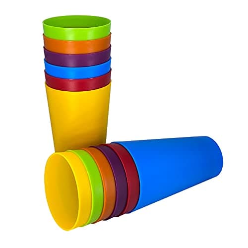 Yalin Lot de 12 grands verres en plastique incassables, passent au lave-vaisselle, sans BPA, 946 ml, 6 couleurs assorties