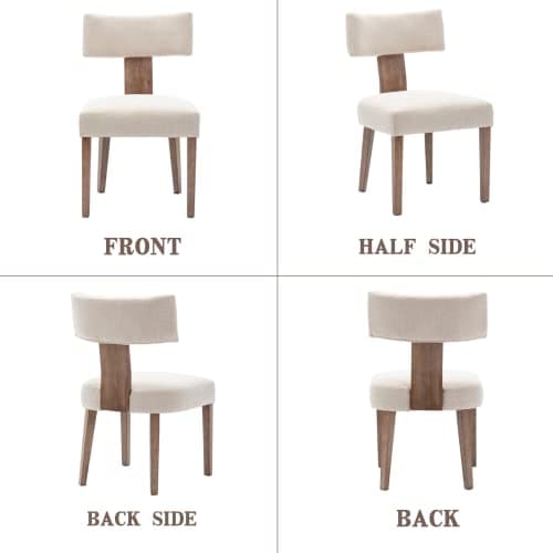 Wahson Lot de 2 Chaises Bois Salle à Manger en Tissu Chaise Cuisine avec Pieds Bois, Chaises de Salon Rembourrées Chaise Vintage, Crème