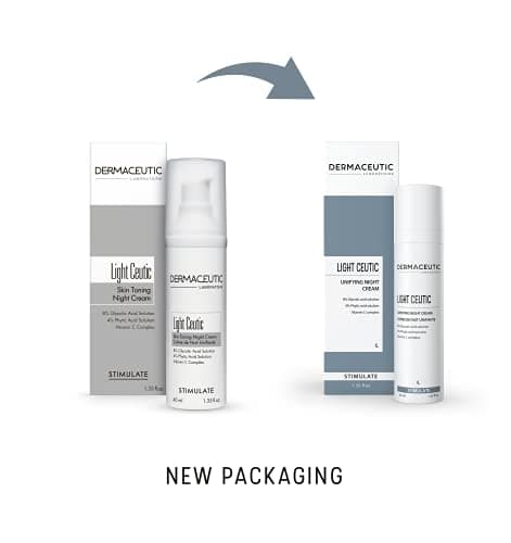 Light Ceutic de Dermaceutic - Crème de nuit unifiante contenant de l'Acide Glycolique en solution, de l'Acide Phytique en solution et un Complexe de Vitamine C - 40ml