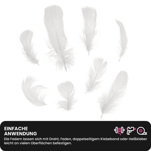 Netuno 150 plumes décoratives blanches 10g plumes duveteuses décoratives plumes d'oiseaux plumes naturelles pour loisirs créatifs bricolage décorations de fêtes attrape-rêves fabrication de masques