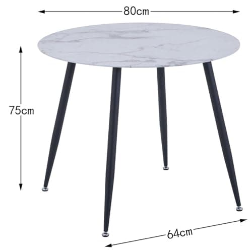 GOLDFAN Ensemble Table de Salle à Manger et 4 Chaise,Blanche Marbre Table et 4 Chaises,Table à Manger en Verre Ronde et 4 Chaises en Cuisine (4,Noir)