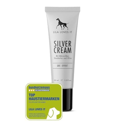 Lila Loves IT Creme d'argent pour Chiens - Soins aigus à l'aloe Vera, au Beurre de karité et au microargent, apaise et soigne intensivement la Peau irritée des Chiens, CRÈME D’Argent, 30 ML