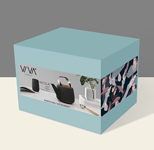 Théière en porcelaine avec poignée, infuseur en acier inoxydable, bec anti-gouttes, thé en vrac, thé à feuilles 1.2 L, noir mat
