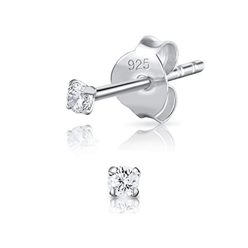 DTPsilver® Boucles d'Oreilles Femme Argent - Boucle d'Oreille Homme - diamant - Helix - Percing Oreille - Puces d'Oreilles Femme - swarovski boucles d'oreilles - Diamètre: 2 mm