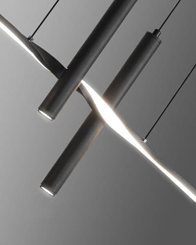 Deliouay Lampe à suspension LED dimmable lampe à suspension salon avec télécommande lampe de table salle à manger moderne lampe à suspension Bureau bar table à manger cuisine (noir, 80 cm)