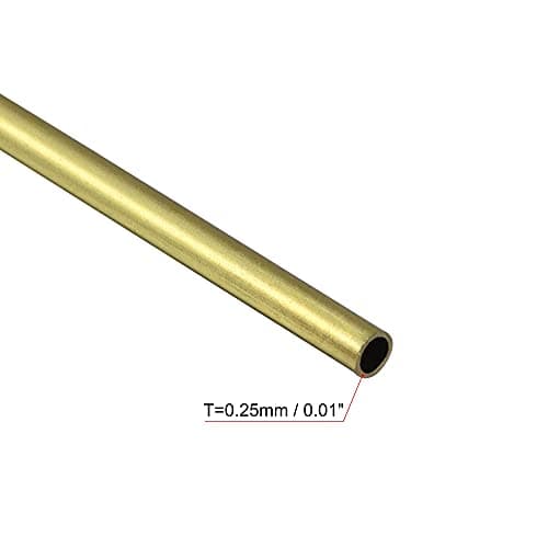 sourcing map Tube Laiton Rond 2.5mm OD 0.25mm Mur Épaisseur 300mm Longueur Tuyau 2Pcs
