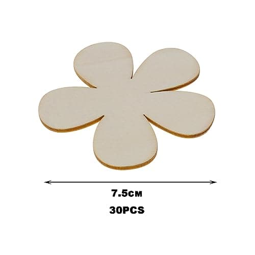 YINETTECH Lot de 30 copeaux de bois vierges en forme de fleur à suspendre - Accessoires pour loisirs créatifs, décoration d'intérieur - B
